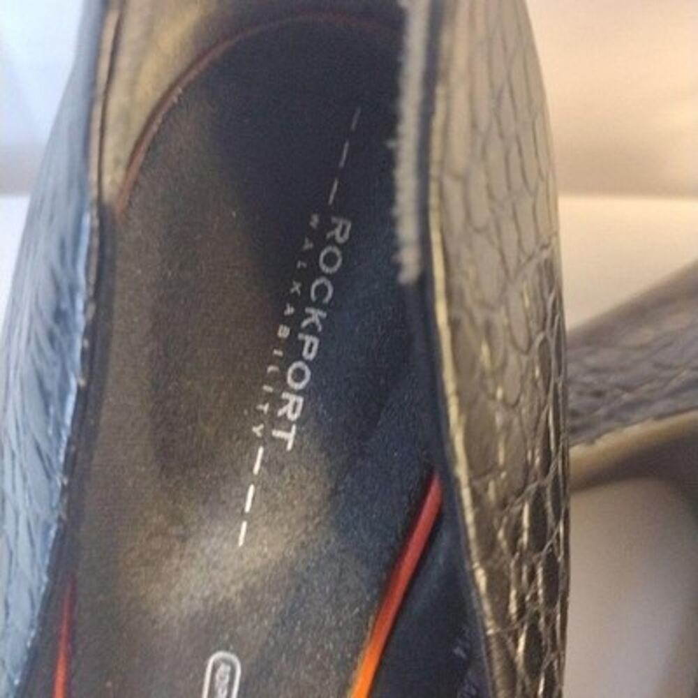 Rockport Shoes Womens Size 10.5 Black Croc Leather Round Toe Block Heel Pumps - Picture 4 of 9
